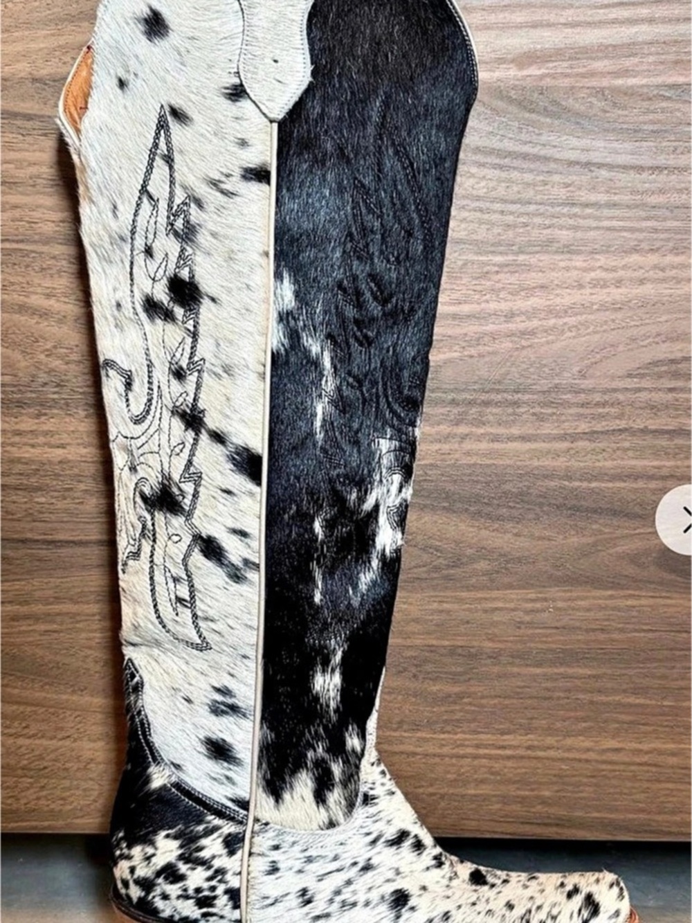 Prado Women's Black & White Cow Print Over-the-Knee Boots